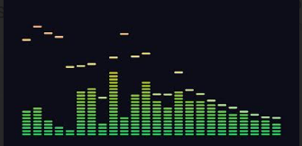 Classic bars visualizer: green LED columns with peak markers floating above them