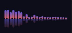 Mirror visualizer: rounded violet bars with a soft reflection underneath