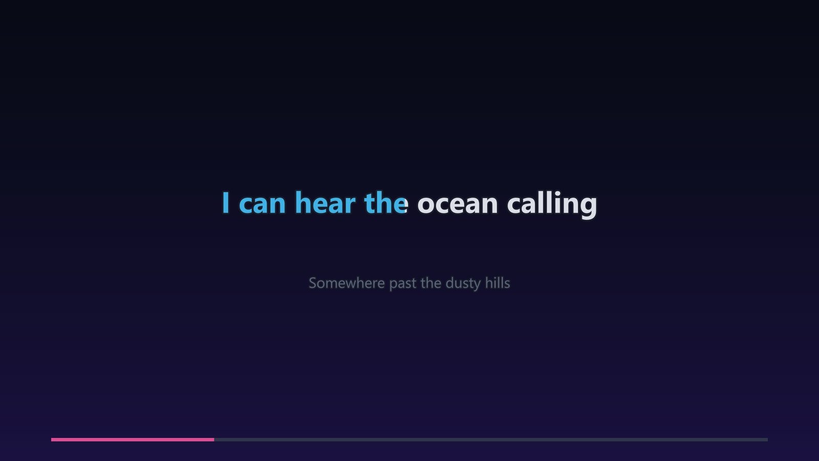 Karaoke frame of a duet where the second singer's line fills with blue